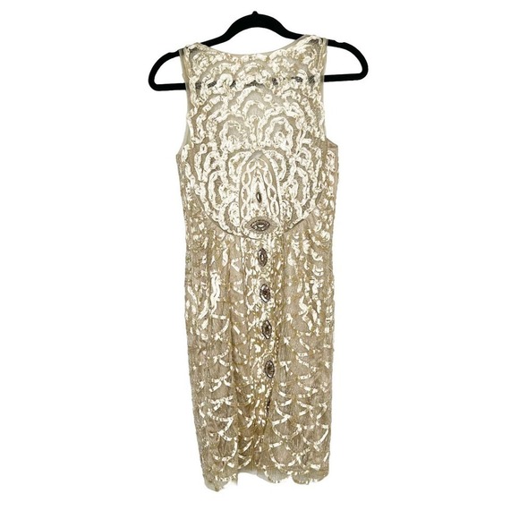 Vintage Sue Wong Nocturne Bodice Lace Cocktail Dress Women's Gold Size 6 - Picture 2 of 5